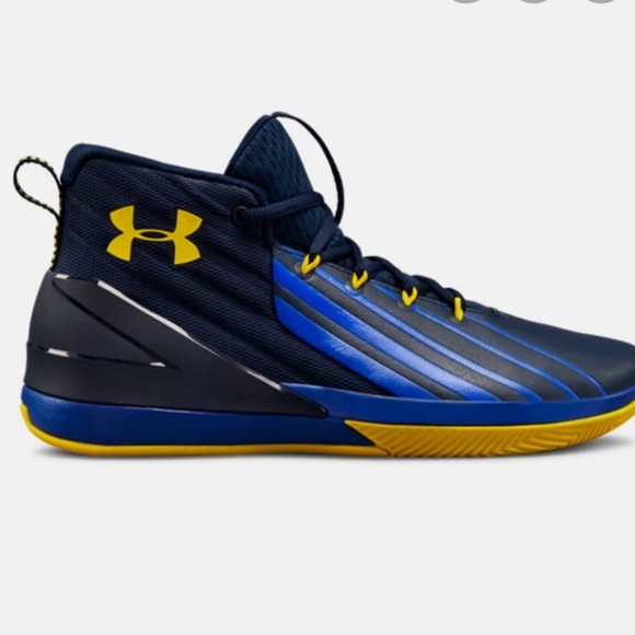 Under Armour Lockdown 3 Sneakers SZ 7 Blue & Gold - Picture 1 of 6